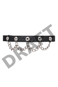 Чокер с цепочкой Pecado BDSM, натуральная кожа, черный