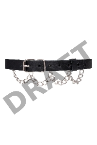 Чокер с цепочкой Pecado BDSM, натуральная кожа, черный