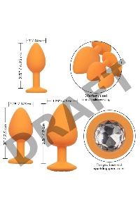 Набор из трёх оранжевых анальных пробок с кристаллом Cheeky Gems