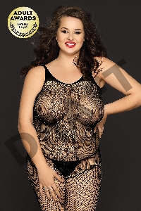Костюм-сетка со стразами и стринги Candy Girl Angelle черные, 2XL