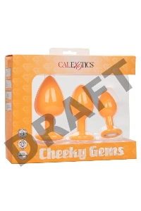 Набор из трёх оранжевых анальных пробок с кристаллом Cheeky Gems