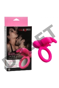 Розовое перезаряжаемое кольцо Silicone Rechargeable Triple Clit Flicker