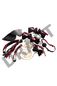 Бондажный набор Toyfa Theatre Bow-tie, PU-кожа, черный