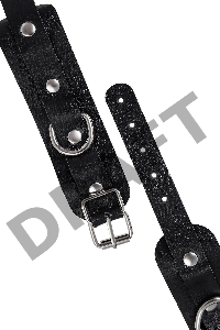 Наручники-браслеты Pecado BDSM, мини со скруглёнными углами, натуральная кожа, чёрные