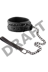 Чёрный кожаный ошейник с поводком Collar With Leash 