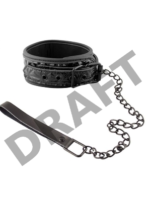 Чёрный кожаный ошейник с поводком Collar With Leash 