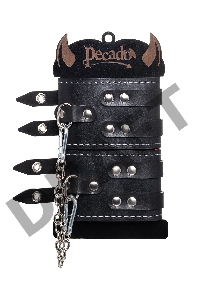 Оковы с двумя ремнями и краснои подкладкои Pecado BDSM, натуральная кожа, черные