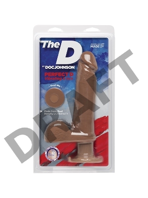 The D™ - Perfect D Vibrating 8 - Caramel Вибромассажер реалистик со встроенным мотором на присоске