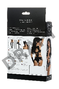 Комплект Glossy HALLE из материала Wetlook (топ, мини-шорты и перчатки), черный, XL