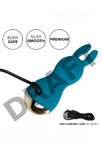 Бирюзовый мини-вибромассажер #AmazeMe с ушками - 10,75 см.