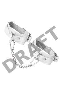 Оковы мини Pecado BDSM, со скруглёнными углами, натуральная кожа, белые