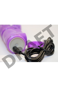Фиолетовый вибратор-ротатор с клиторальным стимулятором - 22,5 см.