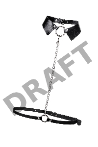 Портупея-чёкер-ошейник Pecado BDSM, с поводком и карабином в виде кольца, натуральная кожа, чёрная