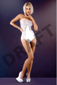 Боди с двойной шнуровкой спереди Me Seduce Aurelie, белое, L/XL