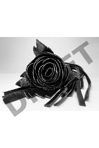 Черная кожаная плеть с розой в рукояти - 40 см.