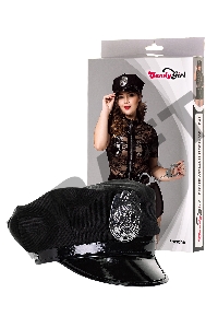 Костюм полицейской Candy Girl Porsche (комбинезон, головной убор, наручники) черный, 2XL