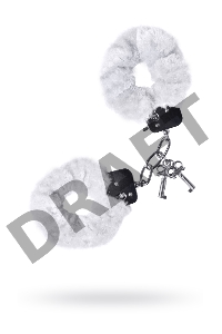 Наручники TOYFA Theatre, меховые, белые, 28 см.