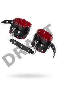 Оковы с краснои окантовкои Pecado BDSM, натуральная кожа, черные