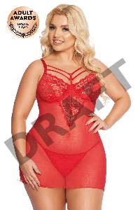 Комбинация и стринги SoftLine Collection Aldona, красный, XXXL