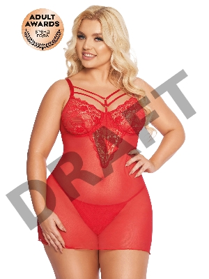 Комбинация и стринги SoftLine Collection Aldona, красный, XXXL