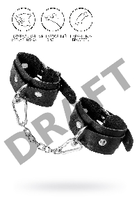 Наручники-браслеты Pecado BDSM, мини со скруглёнными углами, натуральная кожа, чёрные