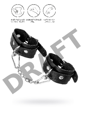 Наручники-браслеты Pecado BDSM, мини со скруглёнными углами, натуральная кожа, чёрные