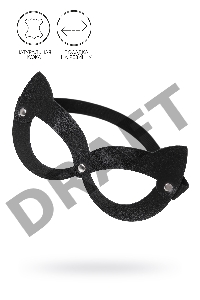 Маска Pecado BDSM, с ушками кошки открытая, натуральная кожа, чёрная