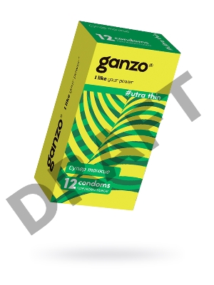 Презервативы Ganzo Ultra thin, ультратонкие, латекс, 18 см, 12 шт