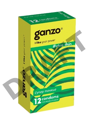Презервативы Ganzo Ultra thin, ультратонкие, латекс, 18 см, 12 шт