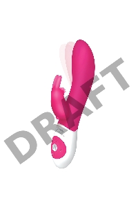 Ярко-розовый вибромассажёр The Come Hither Rabbit с клиторальным отростком - 22 см.