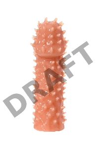 Насадка KOKOS  с дополнительной стимуляцией, реалистичная, TPE, бежевый, 12.7 см