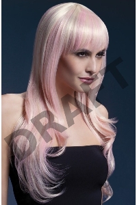 Парик Сладкая Сиенна с розовыми прядями (блонд) (Fever)