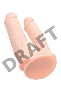 Фаллоимитатор для двойного проникновения RealStick Silicone Armie H, сайлекспан, телесный, 19 см