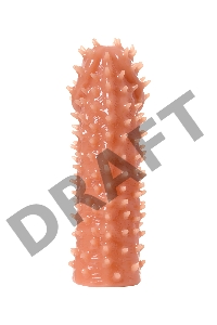 Насадка KOKOS  с дополнительной стимуляцией, реалистичная, TPE, бежевый, 12.7 см