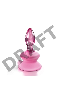 Стеклянная пробка с силиконовой присоской, розовая