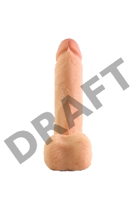Вибромассажер реалистик 8 с мошонкой на присоске The Realistic Cock UR3 Vibrating 8” - White