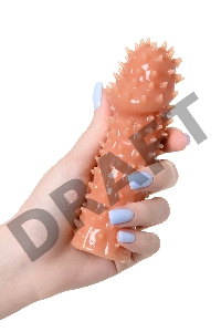 Насадка KOKOS  с дополнительной стимуляцией, реалистичная, TPE, бежевый, 12.7 см