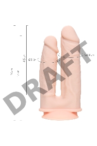 Фаллоимитатор для двойного проникновения RealStick Silicone Armie H, сайлекспан, телесный, 19 см