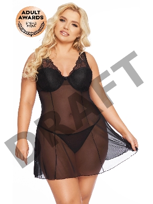 Комбинация и стринги SoftLine Collection Berta, черный, XL