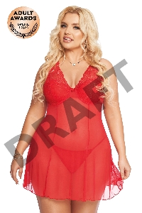Комбинация и стринги SoftLine Collection Berta, красный, XL