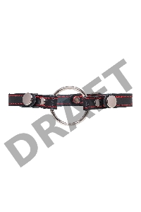 Кляп Кольцо 46 мм с красной строчкои Pecado BDSM, натуральная кожа, черный