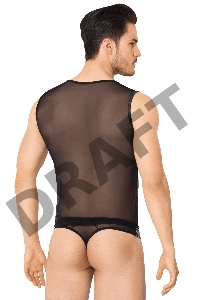 Костюм-сетка на замочке мужской SoftLine Collection (майка, трусы), черный, XL