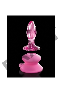 Стеклянная пробка с силиконовой присоской, розовая