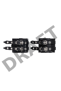 Оковы с двумя ремнями и краснои подкладкои Pecado BDSM, натуральная кожа, черные