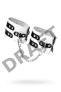 Оковы Pecado BDSM, мягкие, с двумя ремешками, с люверсами, натуральная кожа, бело-чёрные
