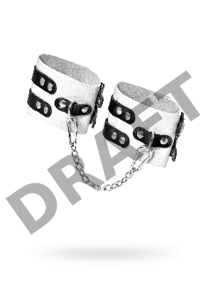 Оковы Pecado BDSM, мягкие, с двумя ремешками, с люверсами, натуральная кожа, бело-чёрные