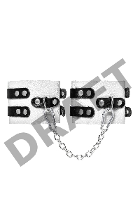 Оковы Pecado BDSM, мягкие, с двумя ремешками, с люверсами, натуральная кожа, бело-чёрные