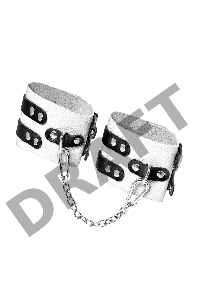 Оковы Pecado BDSM, мягкие, с двумя ремешками, с люверсами, натуральная кожа, бело-чёрные