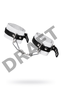 Оковы Pecado BDSM, мягкие, с одним ремешком, с люверсами, натуральная кожа, бело-чёрные