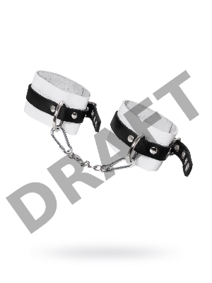 Оковы Pecado BDSM, мягкие, с одним ремешком, с люверсами, натуральная кожа, бело-чёрные